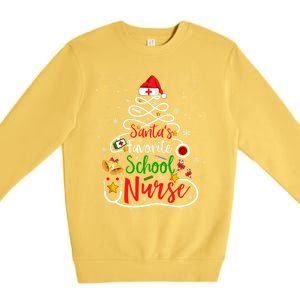 SantaS Favorite School Nurse Christmas Nursing Tree Gift Premium Crewneck Sweatshirt