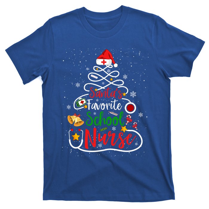 SantaS Favorite School Nurse Christmas Nursing Tree Gift T-Shirt