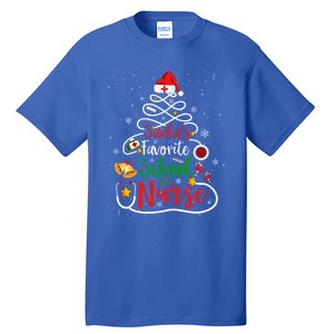 SantaS Favorite School Nurse Christmas Nursing Tree Gift Tall T-Shirt