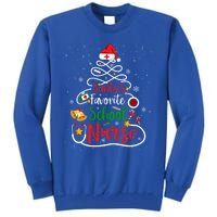 SantaS Favorite School Nurse Christmas Nursing Tree Gift Tall Sweatshirt