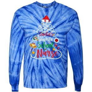 SantaS Favorite School Nurse Christmas Nursing Tree Gift Tie-Dye Long Sleeve Shirt