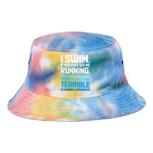 Swimming Funny Swimmer I Swim Tie Dye Newport Bucket Hat