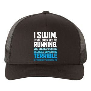 Swimming Funny Swimmer I Swim Yupoong Adult 5-Panel Trucker Hat