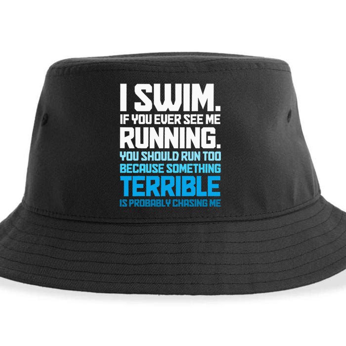 Swimming Funny Swimmer I Swim Sustainable Bucket Hat