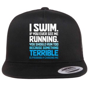 Swimming Funny Swimmer I Swim Flat Bill Trucker Hat