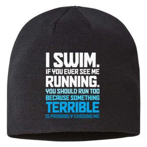 Swimming Funny Swimmer I Swim Sustainable Beanie