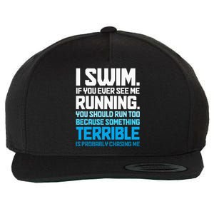 Swimming Funny Swimmer I Swim Wool Snapback Cap