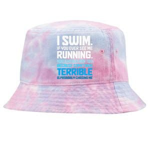 Swimming Funny Swimmer I Swim Tie-Dyed Bucket Hat