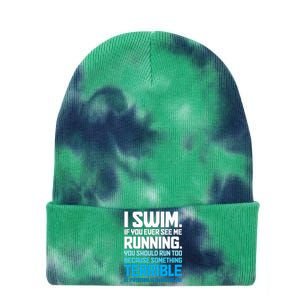 Swimming Funny Swimmer I Swim Tie Dye 12in Knit Beanie