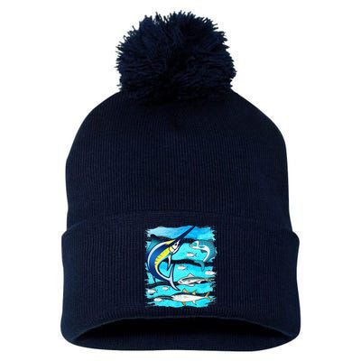 Saltwater Fish Swordfish Mahi Tuna Kingfing Atlantic Ocean Pom Pom 12in Knit Beanie