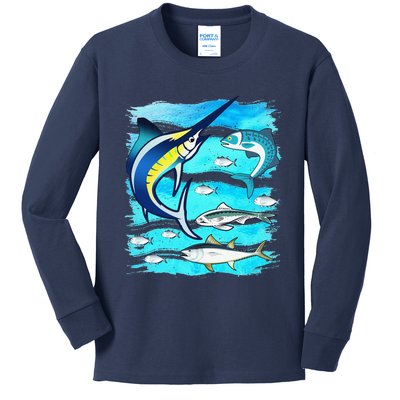 Saltwater Fish Swordfish Mahi Tuna Kingfing Atlantic Ocean Kids Long Sleeve Shirt