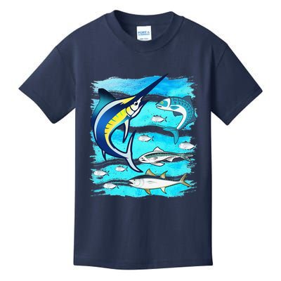 Saltwater Fish Swordfish Mahi Tuna Kingfing Atlantic Ocean Kids T-Shirt