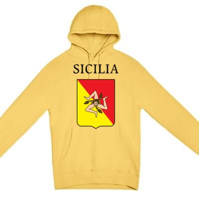 Sicilia Flag Sicily Palermo Italy Gift Premium Pullover Hoodie