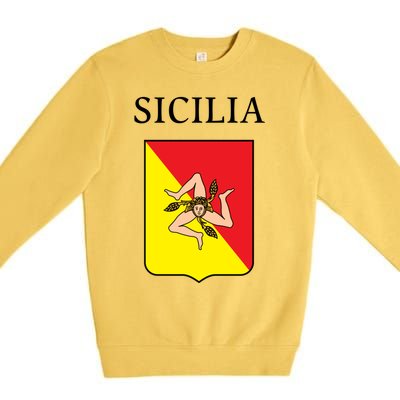 Sicilia Flag Sicily Palermo Italy Gift Premium Crewneck Sweatshirt