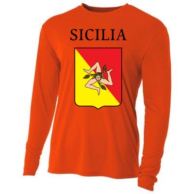 Sicilia Flag Sicily Palermo Italy Gift Cooling Performance Long Sleeve Crew