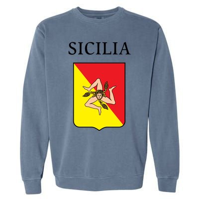 Sicilia Flag Sicily Palermo Italy Gift Garment-Dyed Sweatshirt