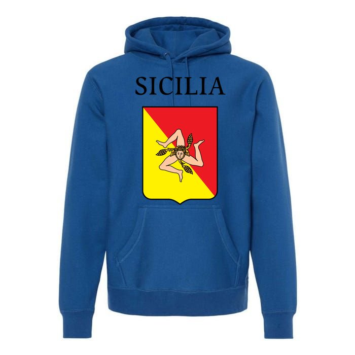 Sicilia Flag Sicily Palermo Italy Gift Premium Hoodie