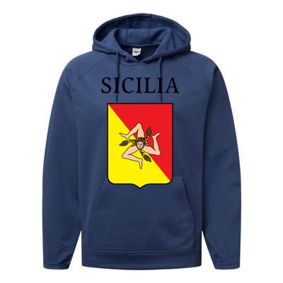 Sicilia Flag Sicily Palermo Italy Gift Performance Fleece Hoodie