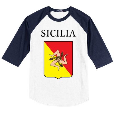 Sicilia Flag Sicily Palermo Italy Gift Baseball Sleeve Shirt