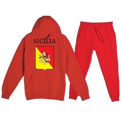 Sicilia Flag Sicily Palermo Italy Gift Premium Hooded Sweatsuit Set