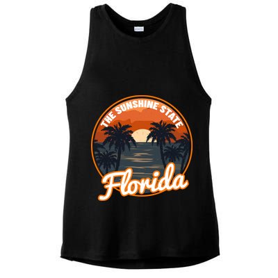 Surfing Florida Sunshine State Sunset Beach Gift Ladies PosiCharge Tri-Blend Wicking Tank