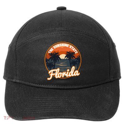 Surfing Florida Sunshine State Sunset Beach Gift 7-Panel Snapback Hat