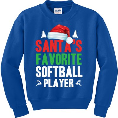 SantaS Favorite Softball Player Christmas Xmas Santa Hat Gift Kids Sweatshirt