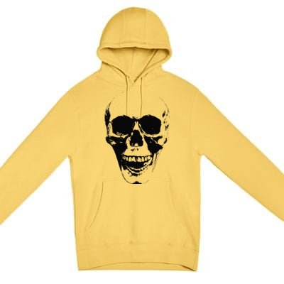 Skull Face Silhouette Grunge Rock Graphic Halloween Horror Premium Pullover Hoodie