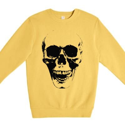 Skull Face Silhouette Grunge Rock Graphic Halloween Horror Premium Crewneck Sweatshirt