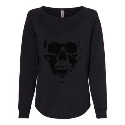 Skull Face Silhouette Grunge Rock Graphic Halloween Horror Womens California Wash Sweatshirt