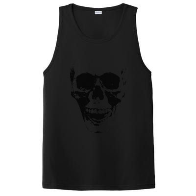 Skull Face Silhouette Grunge Rock Graphic Halloween Horror PosiCharge Competitor Tank