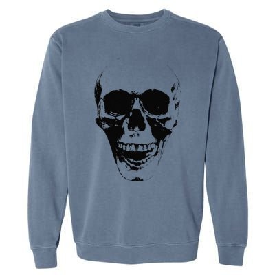 Skull Face Silhouette Grunge Rock Graphic Halloween Horror Garment-Dyed Sweatshirt