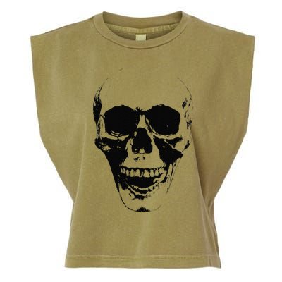 Skull Face Silhouette Grunge Rock Graphic Halloween Horror Garment-Dyed Women's Muscle Tee