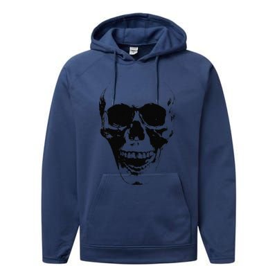 Skull Face Silhouette Grunge Rock Graphic Halloween Horror Performance Fleece Hoodie