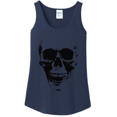 Skull Face Silhouette Grunge Rock Graphic Halloween Horror Ladies Essential Tank