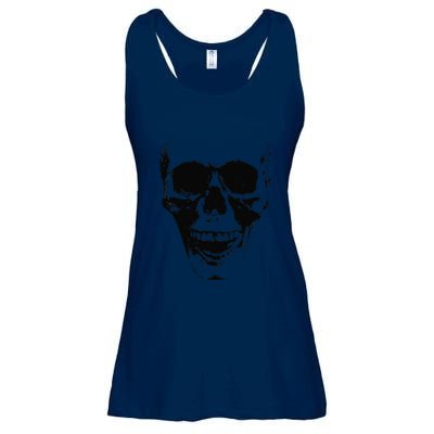 Skull Face Silhouette Grunge Rock Graphic Halloween Horror Ladies Essential Flowy Tank