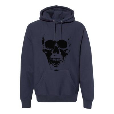 Skull Face Silhouette Grunge Rock Graphic Halloween Horror Premium Hoodie