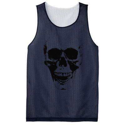 Skull Face Silhouette Grunge Rock Graphic Halloween Horror Mesh Reversible Basketball Jersey Tank