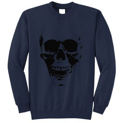 Skull Face Silhouette Grunge Rock Graphic Halloween Horror Tall Sweatshirt