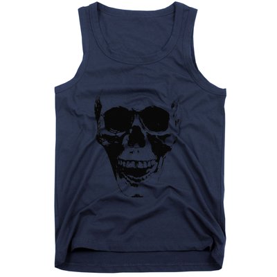 Skull Face Silhouette Grunge Rock Graphic Halloween Horror Tank Top