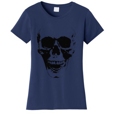 Skull Face Silhouette Grunge Rock Graphic Halloween Horror Women's T-Shirt