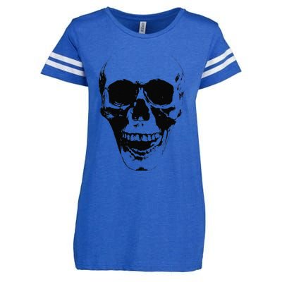 Skull Face Silhouette Grunge Rock Graphic Halloween Horror Enza Ladies Jersey Football T-Shirt