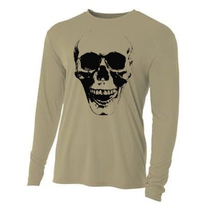 Skull Face Silhouette Grunge Rock Graphic Halloween Horror Cooling Performance Long Sleeve Crew