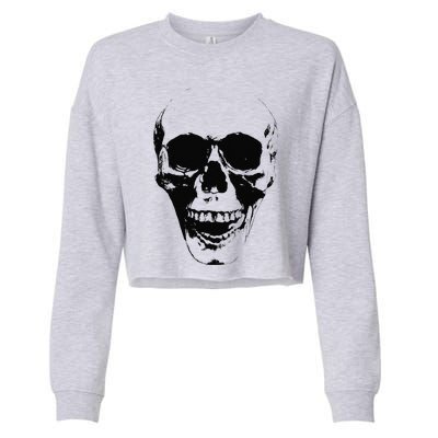 Skull Face Silhouette Grunge Rock Graphic Halloween Horror Cropped Pullover Crew