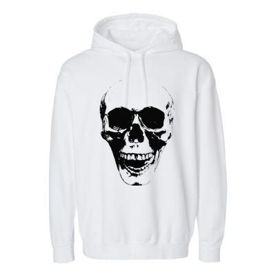 Skull Face Silhouette Grunge Rock Graphic Halloween Horror Garment-Dyed Fleece Hoodie