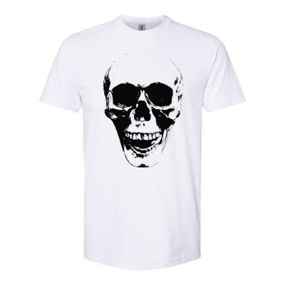 Skull Face Silhouette Grunge Rock Graphic Halloween Horror Softstyle CVC T-Shirt