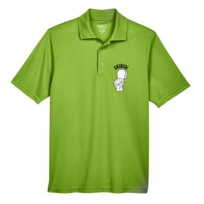 Skibid.I Funny Toilet Meme Brain Rot Humor Men's Origin Performance Pique Polo