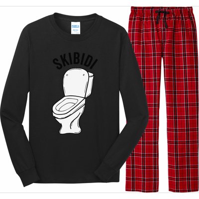 Skibid.I Funny Toilet Meme Brain Rot Humor Long Sleeve Pajama Set