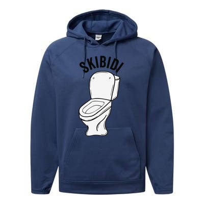 Skibid.I Funny Toilet Meme Brain Rot Humor Performance Fleece Hoodie