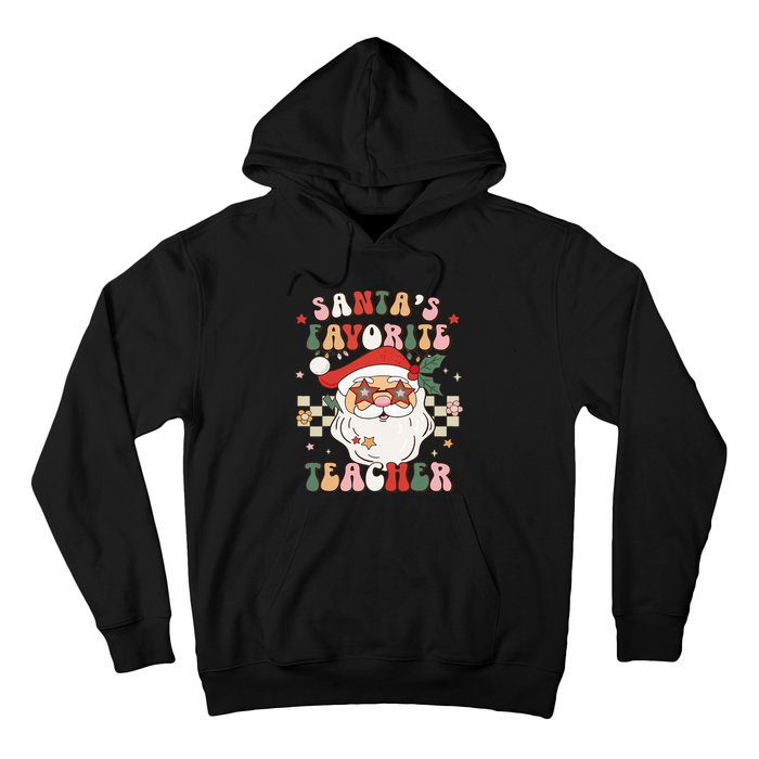 Santa Favorite Teacher Groovy Retro Christmas Hoodie